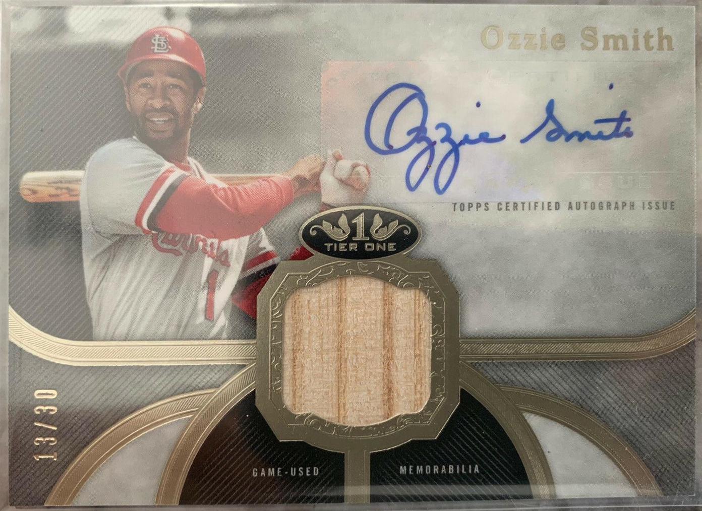 Ozzie Smith #T1AR-OS Baseball Cards 2020 Topps Tier One Autograph Relic