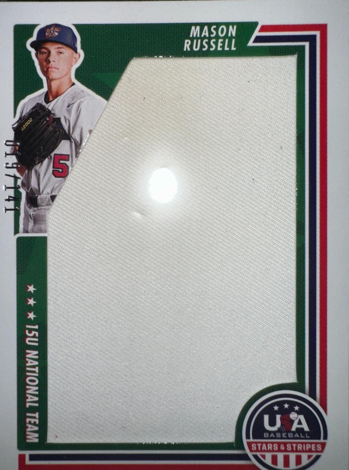 Mason Russell #JUM-MR Baseball Cards 2022 Panini Stars & Stripes USA Jumbo Relics