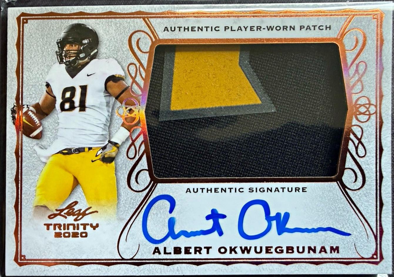 Albert Okwuegbunam #PA-AO2 2020 Leaf Trinity Patch Autograph Football