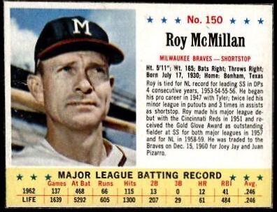 Roy McMillan #150 1963 Post Cereal Baseball