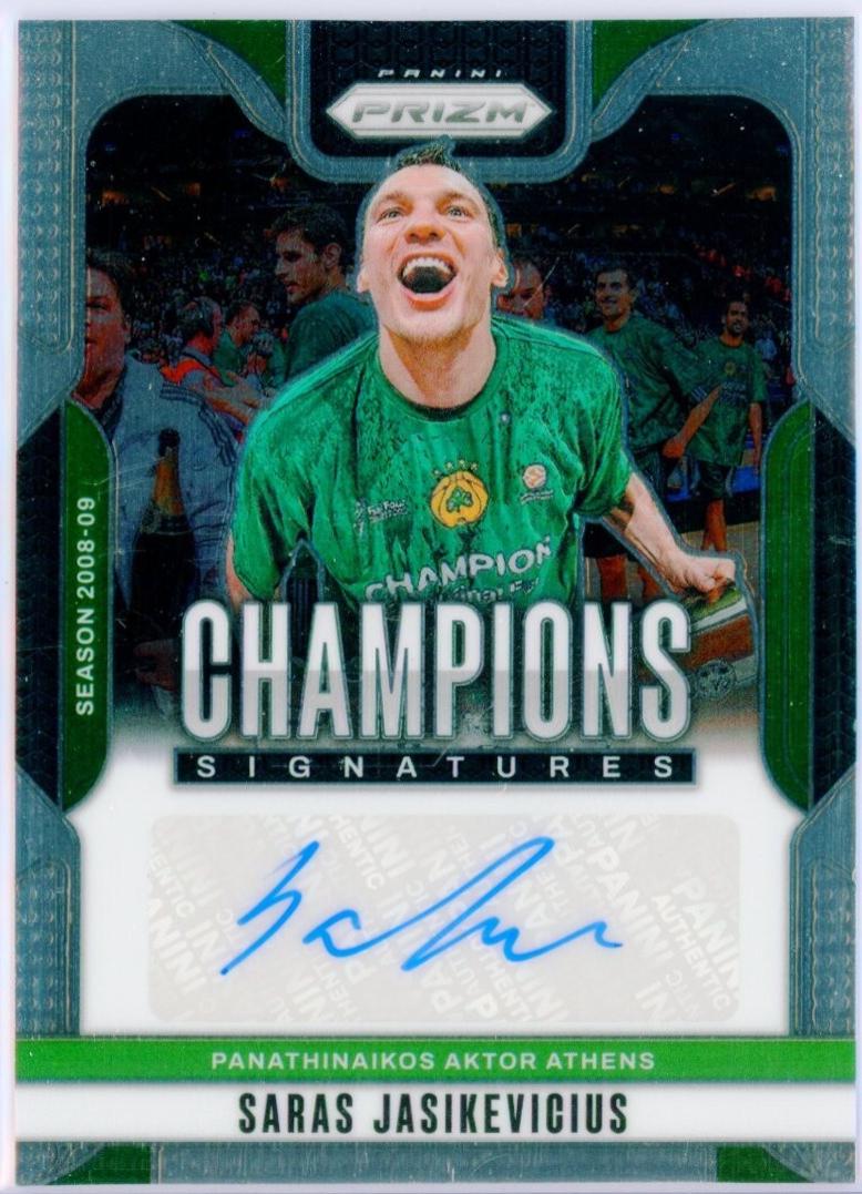 Saras Jasikevicius #1 Basketball Cards 2024 Panini Prizm EuroLeague Champions Signature