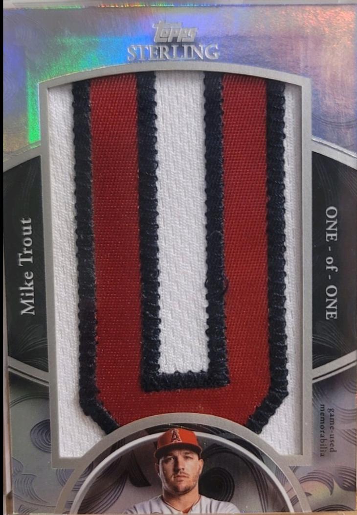 Mike Trout #SJLP-MT Baseball Cards 2024 Topps Sterling Jersey Letter Patch