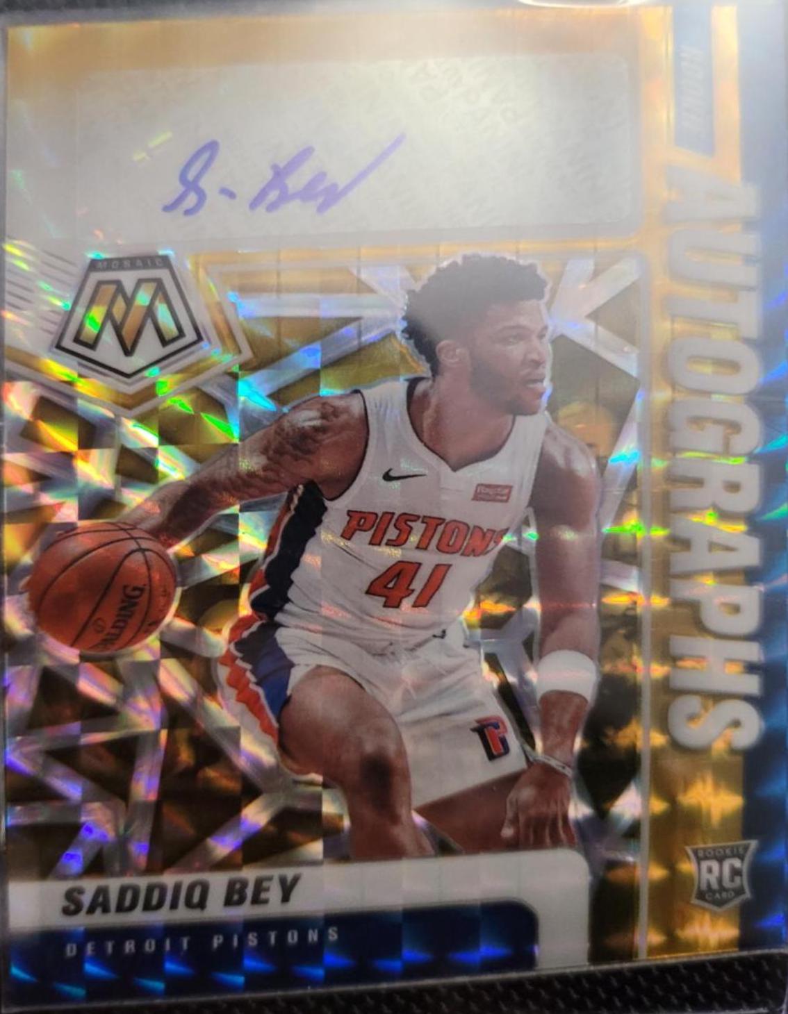Saddiq Bey #RA-SBY Basketball Cards 2020 Panini Mosaic Rookie Autographs