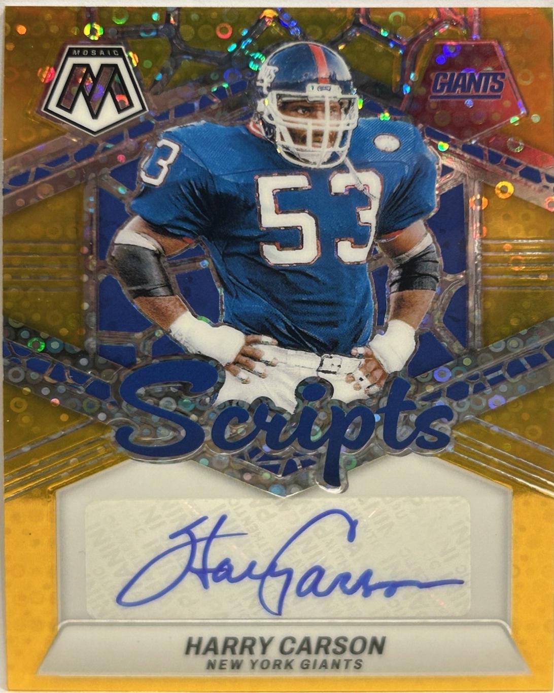 Harry Carson [No Huddle Gold] #SC-HCN Prices | 2024 Panini Mosaic ...