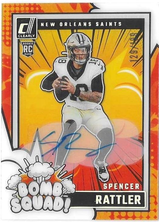 Spencer Rattler #8 Football Cards 2024 Clearly Donruss Bomb Squad Autograph