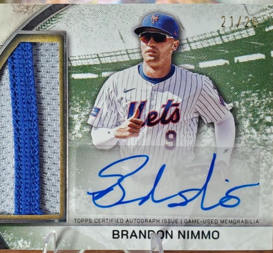 Brandon Nimmo #MMJPA-BN 2025 Topps Museum Collection Momentous Material Jumbo Patch Autograph Baseball