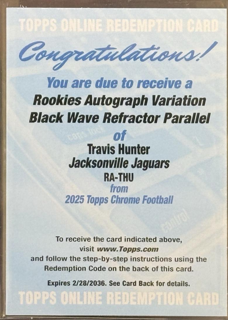 Travis Hunter [Black Wave Refractor] #RA-TRHU