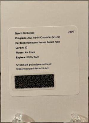 Kai Jones Basketball Cards 2021 Panini Chronicles Hometown Heroes Rookie Autographs