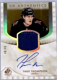 Tage Thompson #UDAP-TT Hockey Cards 2023 SP Authentic UD Auto Patch