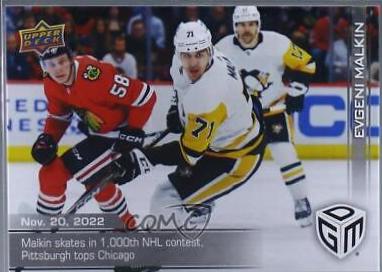 Evgeni Malkin #19 Hockey Cards 2022 Upper Deck Game Dated Moments