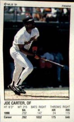 Joe Carter #90 Baseball Cards 1991 Panini Stickers