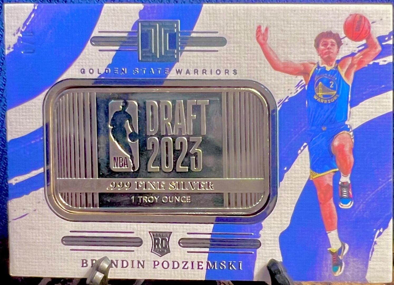 Brandin Podziemski #7 Basketball Cards 2023 Panini Impeccable Silver Draft Logo