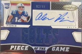 Alec Pierce #PGS-AP Football Cards 2022 Panini Certified Piece of the Game Signatures