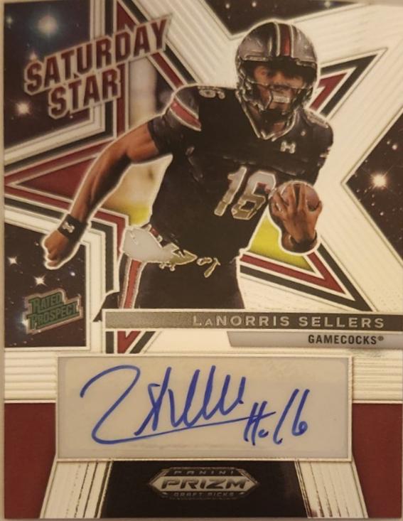 LaNorris Sellers #SSS-LSS 2025 Panini Prizm Draft Picks Saturday Star Signature Football