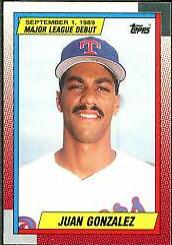 Juan Gonzalez #43 Baseball Cards 1990 Topps Major League Debut