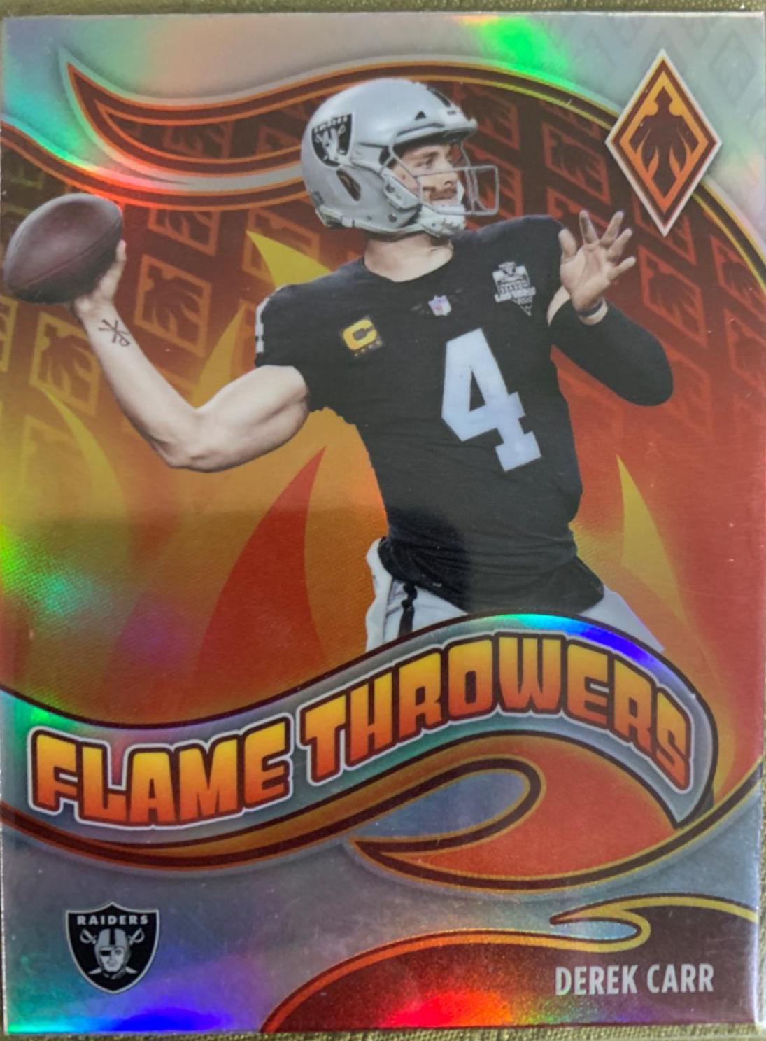 Derek Carr #FT-12 Football Cards 2021 Panini Phoenix Flame Throwers