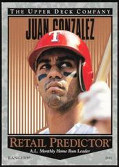 Juan Gonzalez #R3 Baseball Cards 1996 Upper Deck Retail Predictor Prices