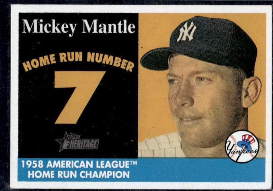 Mickey Mantle #MHRC7 Baseball Cards 2007 Topps Heritage 1958 Home Run Champion