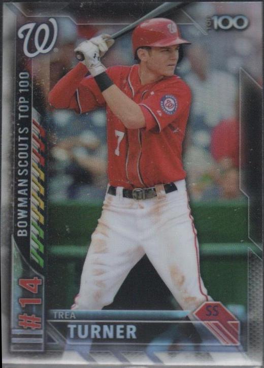 Trea Turner #BTP-14 Baseball Cards 2016 Bowman Scouts' Top 100