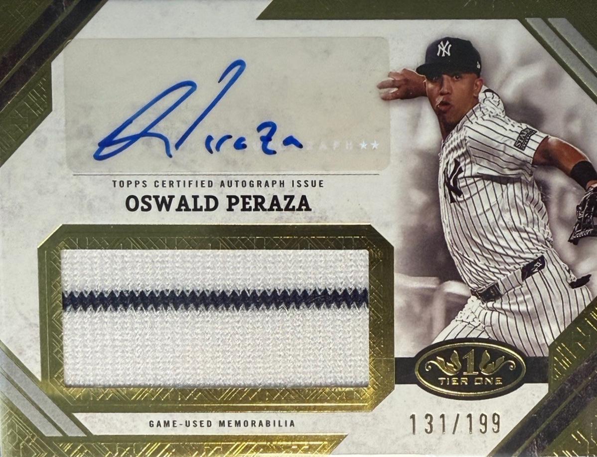 Oswald Peraza #AJR-OP 2025 Topps Tier One Autographed Relics Jumbo Baseball