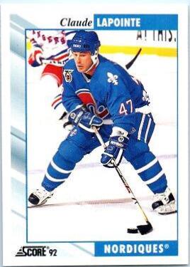 Claude Lapointe #219 Hockey Cards 1992 Score
