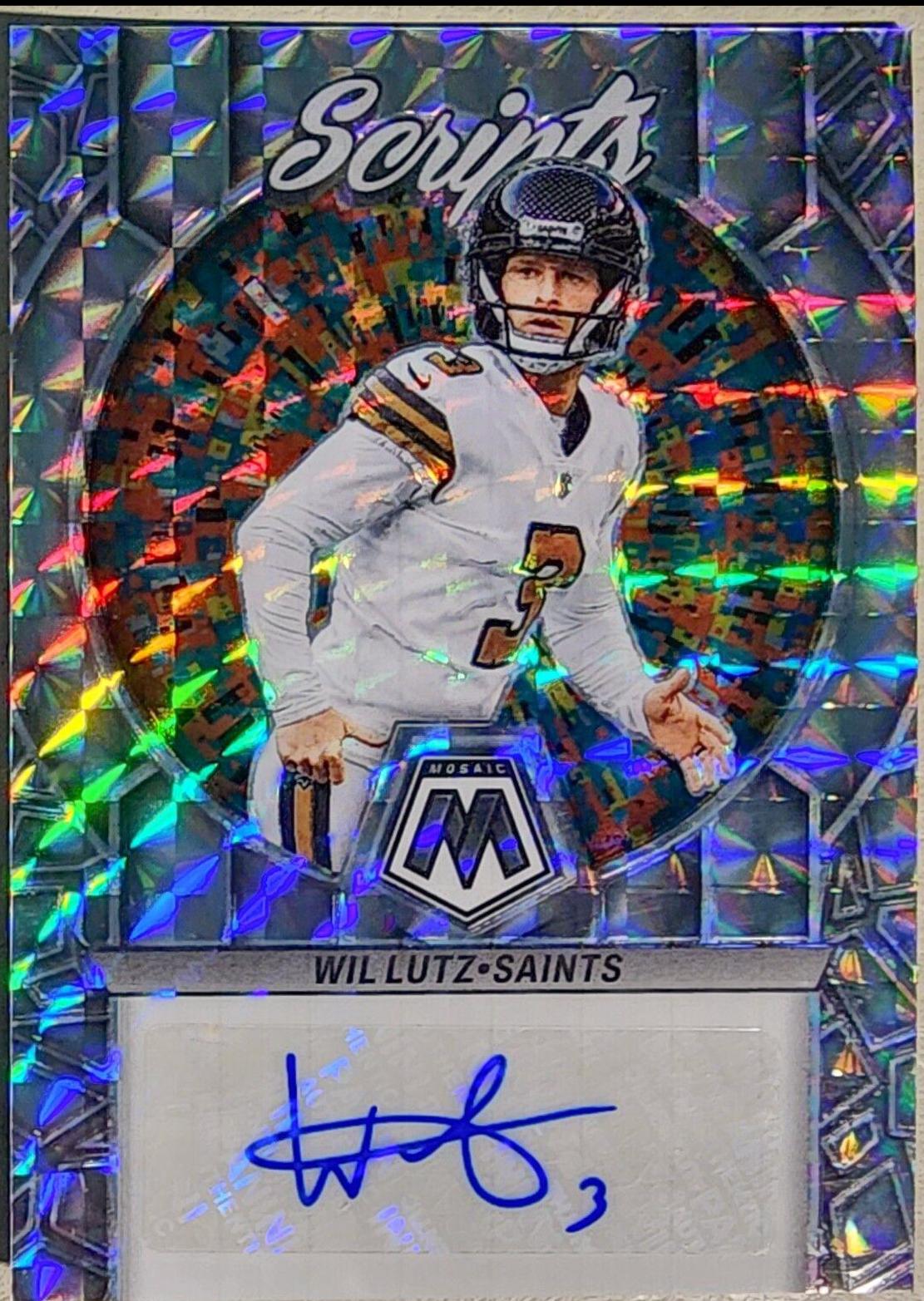 Wil Lutz #S11 Football Cards 2023 Panini Mosaic Scripts Autographs
