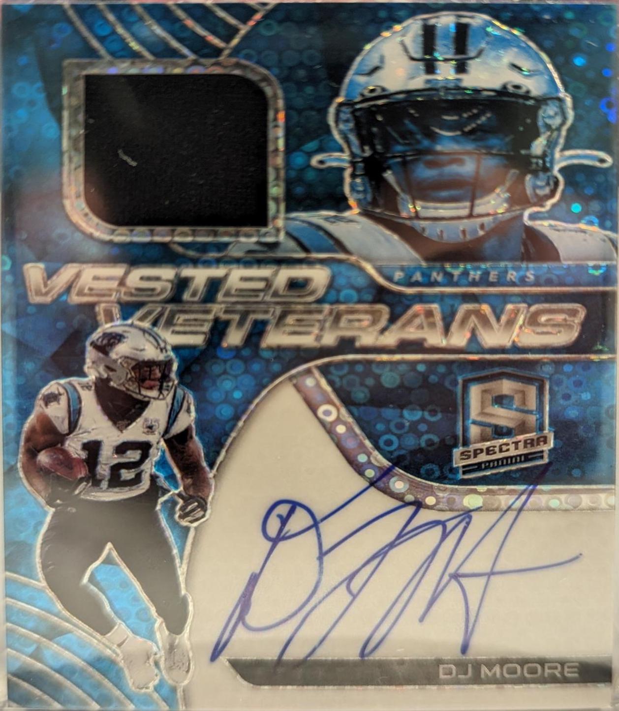DJ Moore #VV-DJ Football Cards 2020 Panini Spectra Vested Veterans Autograph Relics