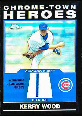 Kerry Wood #CHR-KW Baseball Cards 2004 Topps Chrome Town Heroes Relics