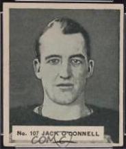 Jack O'Connell #107 Hockey Cards 1937 V356 World Wide Gum