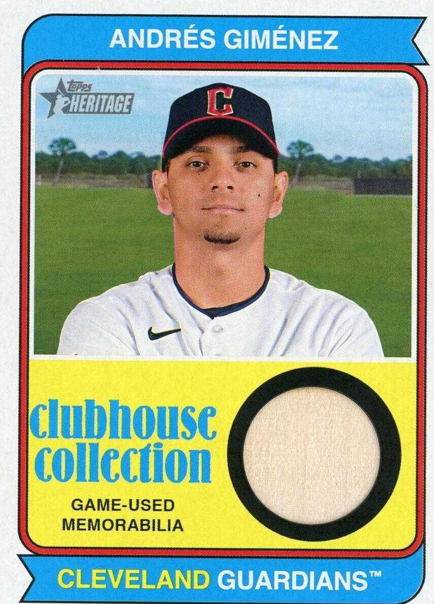 Andres Gimenez #CCR-AG Baseball Cards 2023 Topps Heritage Clubhouse Collection Relics