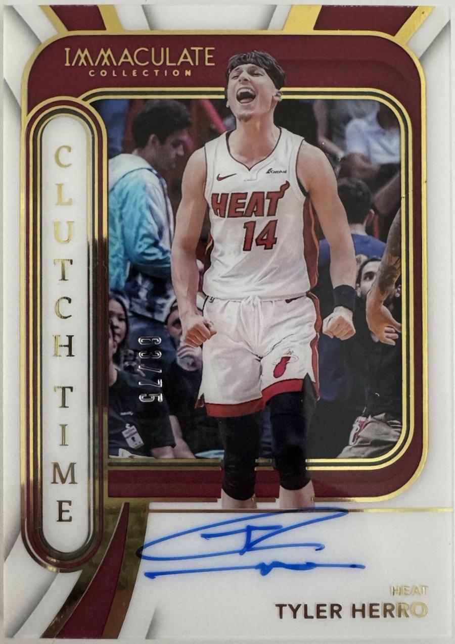 Tyler Herro #8 Basketball Cards 2023 Panini Immaculate Clutch Time Signatures