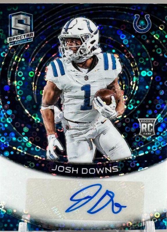 Josh Downs #21 Football Cards 2023 Panini Spectra Rookie Autograph Neon Blue