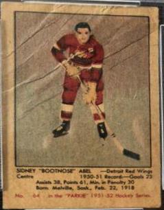 Sid Abel #64 Hockey Cards 1951 Parkhurst
