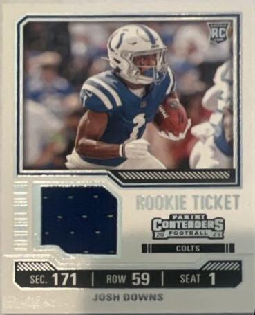 Josh Downs #TS21 Football Cards 2023 Panini Contenders Rookie Ticket Swatch