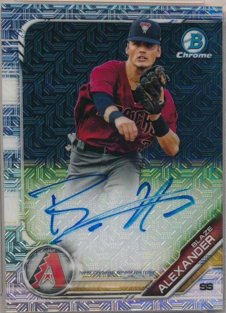 Blaze Alexander #BA Baseball Cards 2019 Bowman Mega Box Chrome Autographs