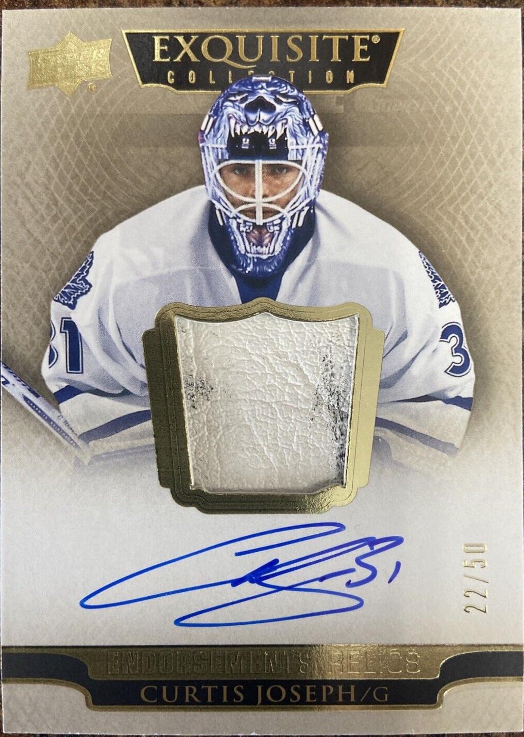 Curtis Joseph #ER-CJ Hockey Cards 2022 Upper Deck The Cup Exquisite Endorsements Relic Autograph