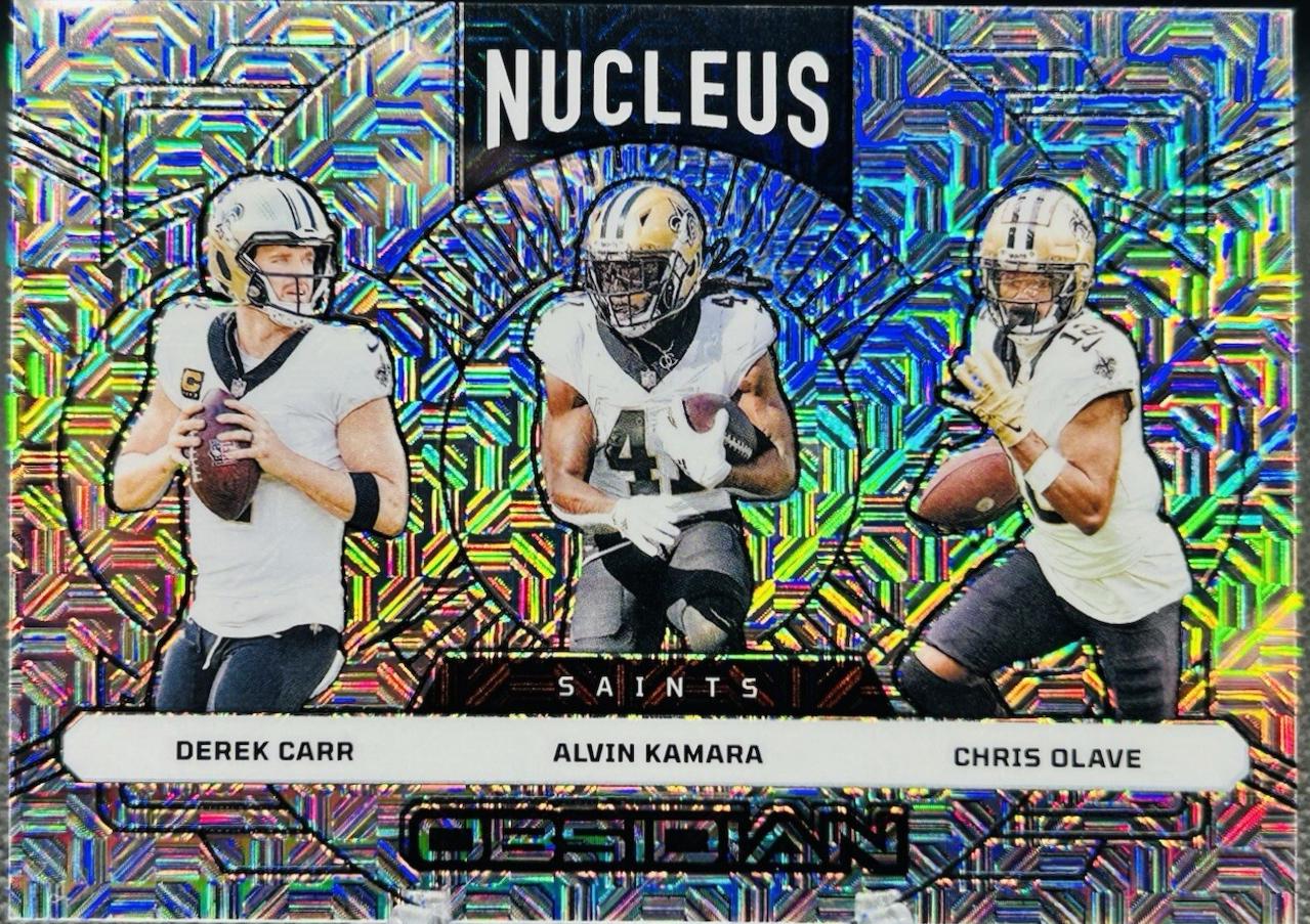 Alvin Kamara / Chris Olave / Derek Carr [Vibrant Mojo] #16