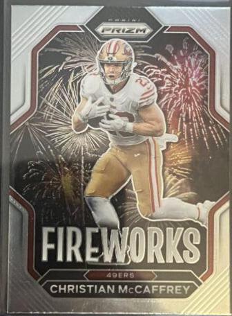 Christian McCaffrey #F-10 Football Cards 2022 Panini Prizm Fireworks