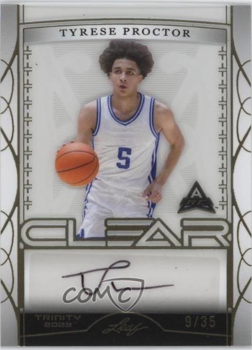 Tyrese Proctor #CA-TP2 2023 Leaf Trinity Clear Autograph Basketball