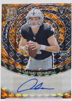 Aidan O'Connell #25 Football Cards 2023 Panini Spectra Rookie Autograph Neon Orange
