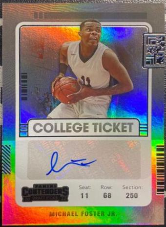 Michael Foster Jr. #CT-MFJ 2022 Panini Chronicles Draft Picks Contenders College Ticket Autograph Basketball