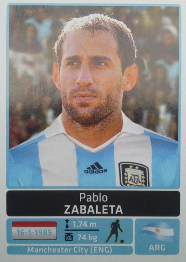Pablo Zabaleta #29 Soccer Cards 2011 Panini Copa America Argentina Sticker
