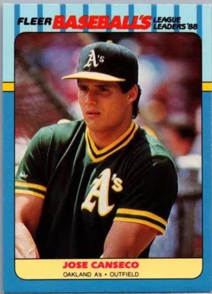 Jose Canseco #4 Baseball Cards 1988 Fleer League Leaders