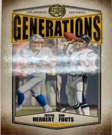 Dan Fouts, Justin Herbert #G-5 Football Cards 2022 Panini Legacy Generations