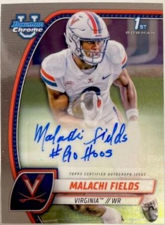 Malachi Fields #PA-MFI 2024 Bowman Chrome University Prospect Autograph Football