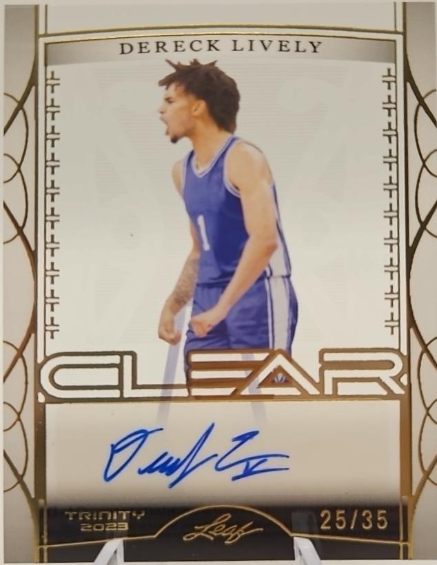 Dereck Lively #CA-DL1 2023 Leaf Trinity Clear Autograph Basketball