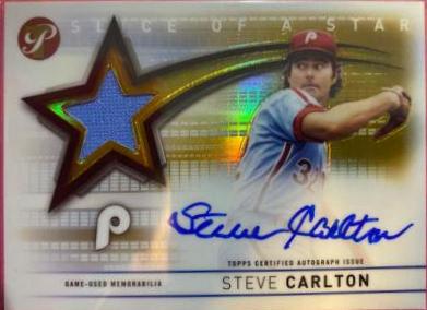 steve carlton #ssar-sc Baseball Cards 2022 Topps Pristine Slice of the Star Autograph Relics