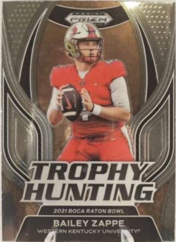 Bailey Zappe #TH-14 Football Cards 2023 Panini Prizm Draft Picks Trophy Hunting