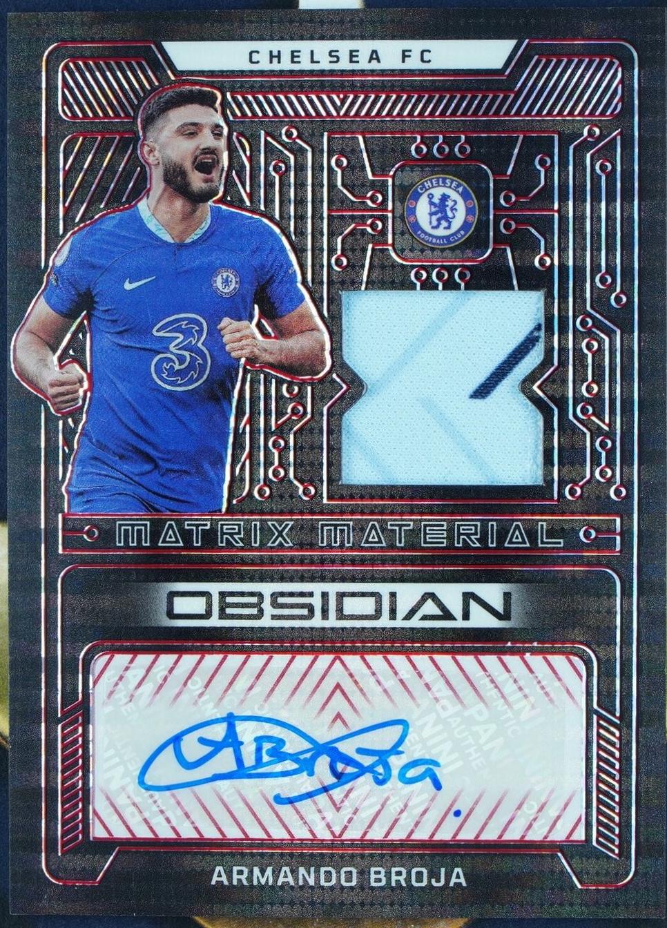 Armando Broja #MMA-BRO Soccer Cards 2022 Panini Obsidian Matrix Material Autographs