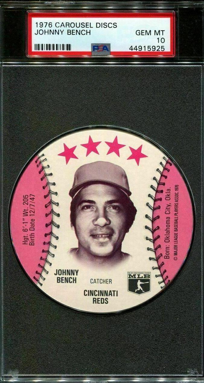 Johnny Bench Baseball Cards 1976 Carousel Discs